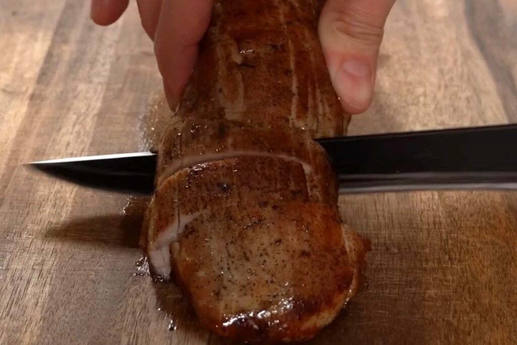 Slicing cooked tenderloin 