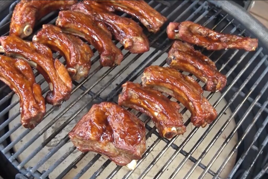 Boiling and outlet grilling ribs